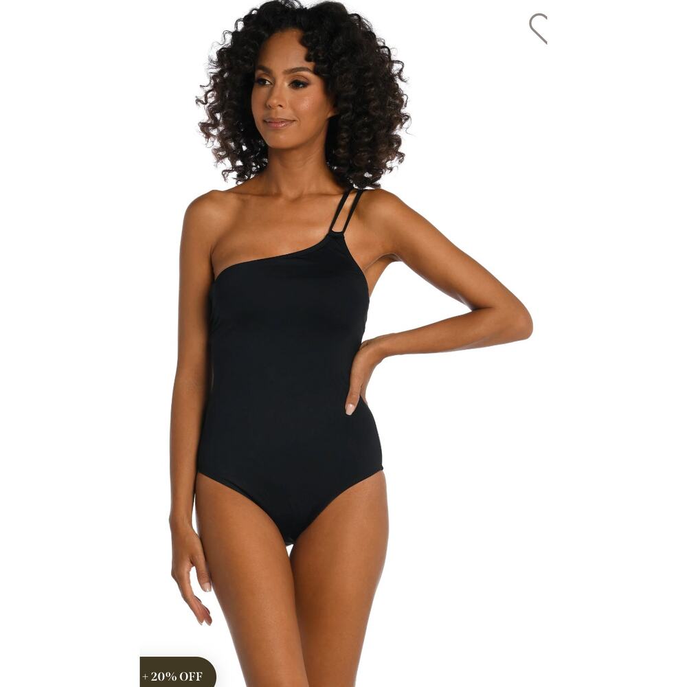 Island Goddess Lace Back One Shoulder One Piece Size‎ 10 Black